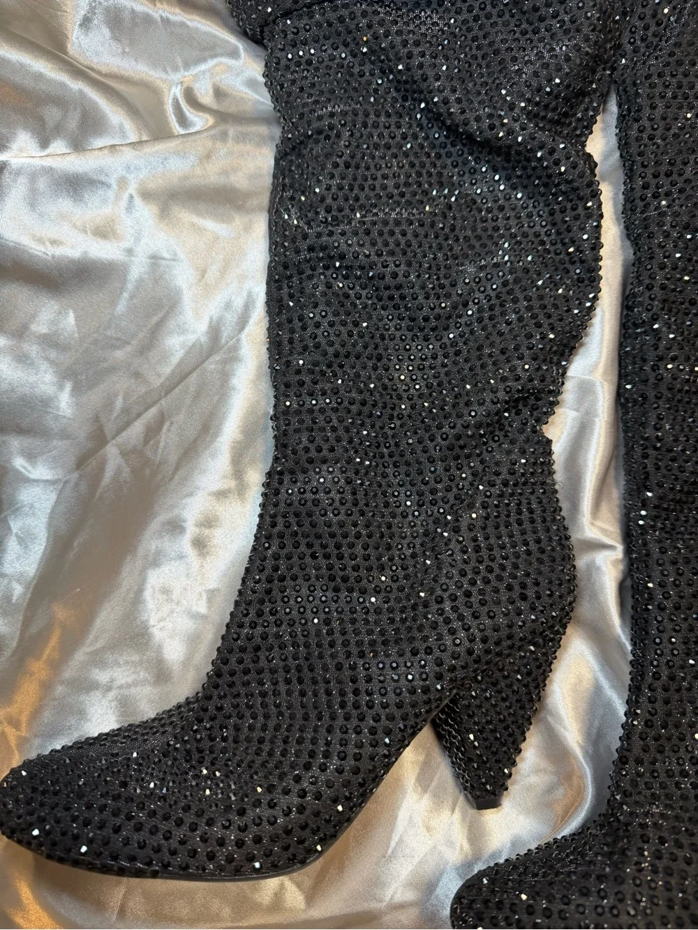 INC International Concepts Black Sequin Over-the-Knee Boots